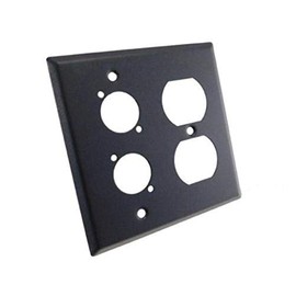 usbargainsound ProCraft Stainless Steel Black 2 Gang Wall Plate/AC Duplex 2 XLR D Style Hole