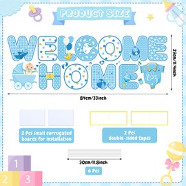Large Baby Shower Yard Sign Decoration Welcome Home Baby Boy Yard Sign with Stakes Blue Gender Reveal Lawn Sign Outdoor Decor for Boys Welcome Home Newborn Announcement Party Supplies