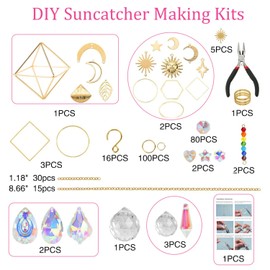 Acidea Suncatcher Crystal Craft Set, 400 Pieces Sun Catcher Craft Set Adults, DIY Crystal Craft Prism Hanging Decorative Rainbow Maker for Indoor Outdoor Christmas Home Decor
