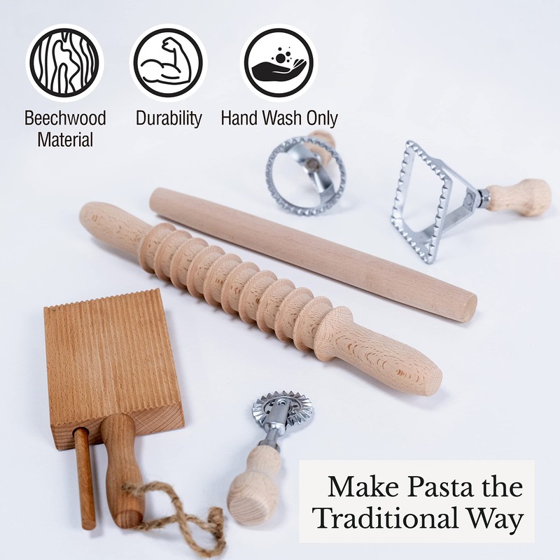 Complete 6 Pcs Pasta Making Tool Set Includes Two Ravioli