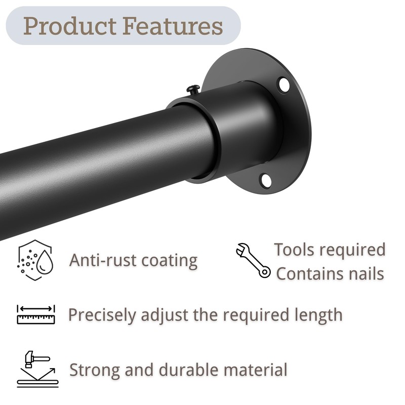 Venwemong Wardrobe Rail,70-90cm Extendable Clothes Hanging Pole, Stainless Steel with