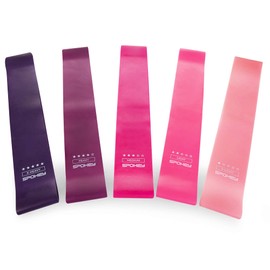 Spokey Artio Fitness Bands, 5-Piece Set of Fitness Loops, X-Light 5 lbs to X-Heavy 40 lbs Strengths | For Strength Training, Gymnastics and Warming Up