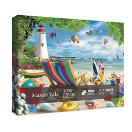 Beach Landscape Puzzles for Adults 1000 Pieces Nature, Seaside Vacation Travel Jigsaw Puzzles Ocean, Hawaii Holiday Flower Sailboat Scenic Puzzle