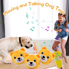 LAIAMER Interactive Plush Dog Toys, Interactive Puppy Toy Bouncing Rolling Dog Ball Remote Control Dog Toy with Music, Self Moving Pet Toy for Small/Medium/Large Bored Dog to Keep Them Busy(Tiger)