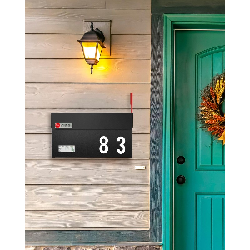 Modern Mailboxes for Outside, Metal Wall Mount Mailbox, with One