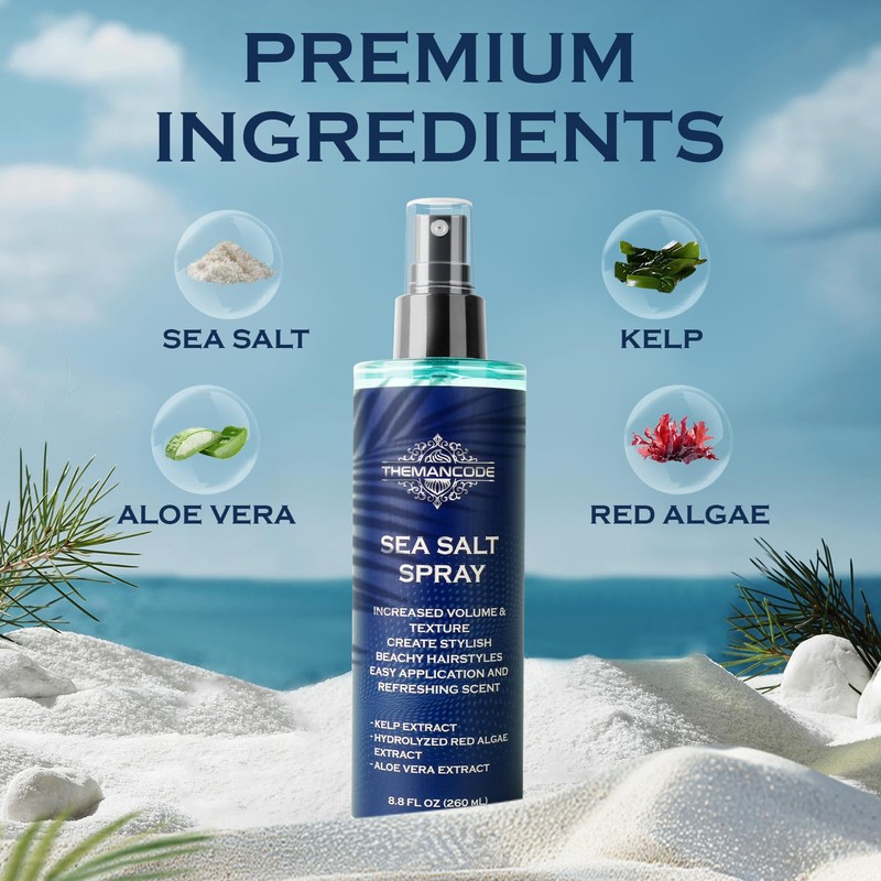 THEMANCODE Sea Salt Spray for Men, Texturizing Hairspray, Travel Essentials,