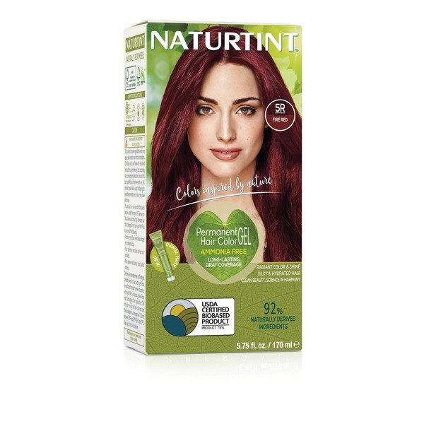 Naturtint Permanent Hair Color 5R Fire Red (Pack of 1), Ammonia Free, Vegan, Cruelty Free, up to 100% Gray Coverage, Long Lasting Results
