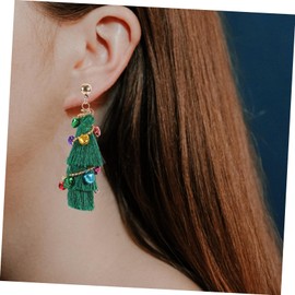 WOONEKY Christmas Bow Wreath Earrings Set Tassel Earrings 2 Pairs Silver for Women