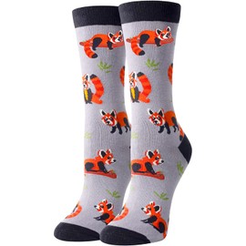 HAPPYPOP Funny Red Panda Gifts Racoon Gifts for Women Girls, Red Panda Socks Panda Racoon Socks Novelty Fun Socks, Christmas Stocking Stuffers