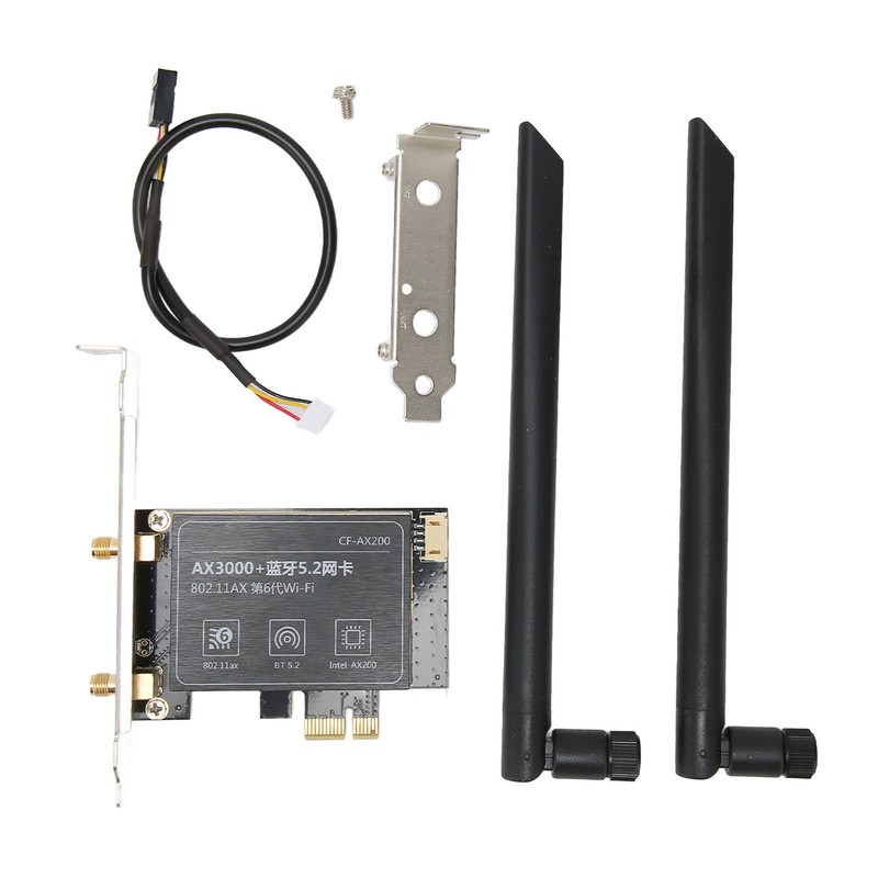 WiFi 6 PCIe Card AX3000Mbps 2.4GHz 5GHz Dual Antenna BT5.2