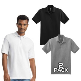 Gildan 8800 DryBlend Polo T-Shirts, Bulk Undershirts for Men Multipack - Create Color Pack - Men Sport Jersey Polo Tee Shirts 2 Pack, X-Large Multicoloured