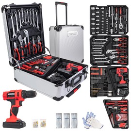 18V Electric Power Drill Set, Power Tool Set, Cordless Drill for Men, Household Home DIY Hand Tool Kits,18+1 Clutch Cordless Power Drill Set for Thanksgiving, Christmas,Father's Day (Silver)