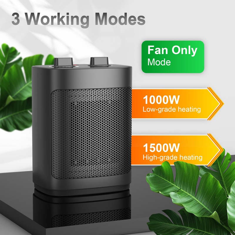 Space Heater 1500W Personal Heater with 2 Heat Settings PTC
