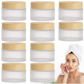 Pack of 10 White Frosted Glass Cream Jars, 30 ml Glass Jars, Empty Frosted Glass, Travel Cosmetic Container for Cosmetics, Lip Balms, Lotions, Creams, Pattern Travel Container