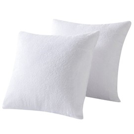 Waterproof Feather Proof Pillow Protectors with Zipper 16x16 Pack of 2 Soft Bamboo Viscose Terry Zippered Square Throw Pillow Covers