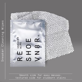 Reshoevn8r Sneaker Cleaner Wipes, 12 Wipes - Multi-Purpose Shoe Cleaning Wipes for Stains & Messes - On-The-Go Individually Wrapped Pocket Sized Wipe Sachet for Travel - Safe to Use On Leather & Vinyl