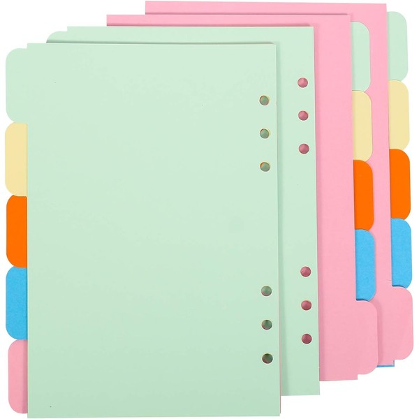 Parallelower 25 Sheets/5 Sets Folder Dividers A5 Coloured Folder Index