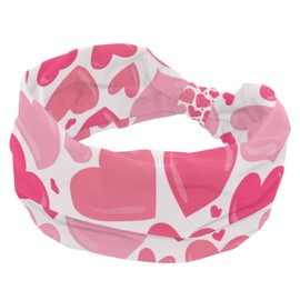 otnrnondcl Valentine's Day Pink Love Heart Pattern Headbands for Women's Hair,Soft Elastic Bandeau Hair Bands Makeup Yoga Workout Running Sweat Hair Wraps Fashion Hair Accessories