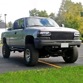 Spec-D Tuning Glossy Black Honeycomb Mesh Front Hood Grille Compatible with 1999-2002 Chevy Silverado, 2000-2006 Tahoe Suburban