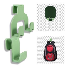 Sonix Pickleball Fence Hooks - Set of 2 Sport Court Fence Hook Hangers | Green | 1 Paddle Rack + 1 Bag Hook