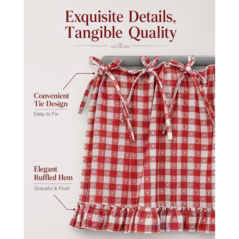 Handmade Check Oven Skirts, Oven Curtain for Farmhouse Kitchen (Black)