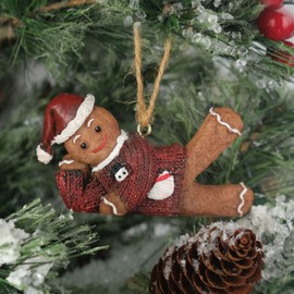 Bella Haus Design Yoga Gingerbread Man Ornaments 3pc | 3” Ugly Christmas Sweater Gingerbread Men Holiday Ornament