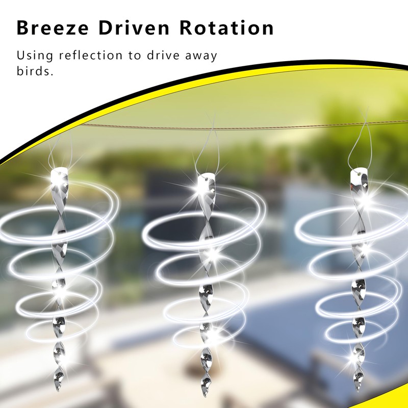 KOKMEYA Bird Scare Rods Silver Hanging Plastic Bird Deterrent Device,