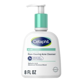 Cetaphil Limpiador suave y transparente para el acné, limpiador de gel espumoso para piel sensible y propensa al acné, botella con bomba de 8 onzas líquidas, ácido salicílico al 2%, exfolia