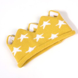 Nishine Baby Knitted Crown Headband Hat Birthday Party Crochet Beanie Cap Hat for Boy Girl (Yellow&Star)