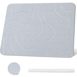 45 * 35cm Tapete de baño de Piedra, Tapete baño de Tierra de Diatomeas, Tapete de diatomita Antideslizante, Fácil de Limpiar, Ultra Absorbente, Secado rápido, para Salón, Ducha (Gris Claro)