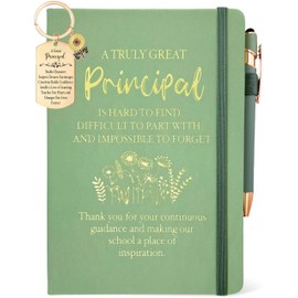 Principal Gifts Women, Principal Journal Sage Green 200 Pages Notebook A5 Lined with Pen and Keychain, Principal Appreciation Gift Female, Thank You Gift for New Principal Day Birthday Christmas