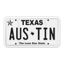 Squiddy Austin Texas State License Plate Style - Vinyl Sticker for Car, Laptop, Notebook (5" Wide)