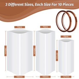 BUENTYA Pack of 30 Sublimation Shrink Film Heat Transfer Shrink Film in 3 Sizes White Sublimation Shrink Film with 2 Rolls Heat Resistant Tape for Cups Drinking Glasses Bottles