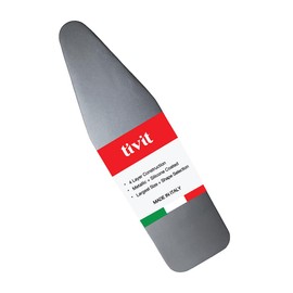 TIVIT Ironing Board Cover 14 x 44, Made in Italy. Pro Grip Pad Covers w/3 Fastener Straps & Pull Bungee Cord - Durable Scorch & Stain Resistant Padded Layers, Heat Reflective AlumiTek PRO Top Coat