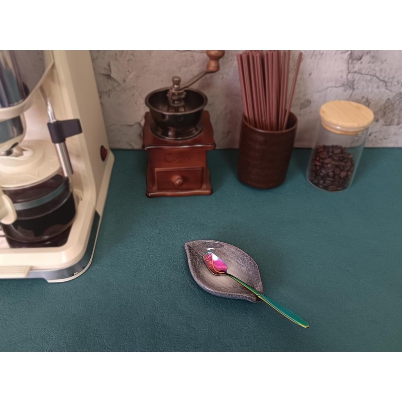 Coffee Spoon and Rest for Coffee Bar Accessories, Leaf Small