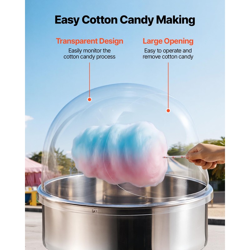 VEVOR Cotton Candy Machine Cover 21 Inch, Acrylic Dome Bubble