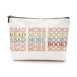VICBOU Read More Books Cosmetic Bag, Book Lovers Gifts, Book Gifts Bookish Gifts Readers' Library Makeup Bag Inspirational Gifts for Women Sister Daughter Bookworm Girls Graduation Birthday Gift