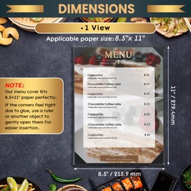 AMGSH 12 Pack 1 View 8.5" x 11" Menu Holder Menu Covers | Black Leather Menu Sleeves Book Style for Restaurant Coffee Bars Wine List Fit for A4 Letter 8.5" x 11" Certificate Holer Diploma Holder