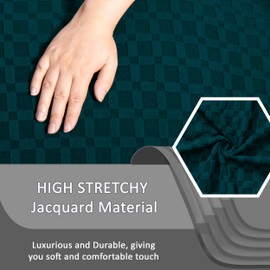 ULTICOR Reclining Loveseat Slipcover, 48" - 65" L, 6-Piece Jacquared Stretch Loveseat Reclining Sofa Covers, 2 seat Loveseat Recliner Cover, Thick, Soft, Washable (Style 2) (Deep Teal)