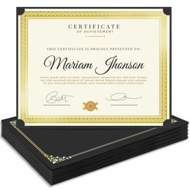 SUNEE Single Sided Certificate Holders, 15 Packs Black Diploma Holders, Certificate Covers with Gold Foil Border for Letter Size 8.5 x 11 Certificate Paper, Cardstock, Award, Graduation, Documents