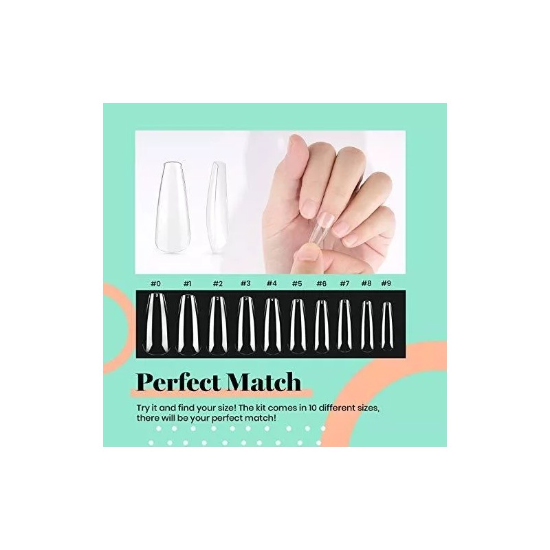 Beetles Gel Polish Tips Para Uñas 500pzs Coffin Transparente Con