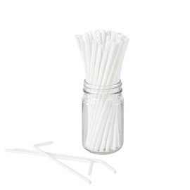Restaurantware Basic Nature 8.3 Inch Disposable Straws 100 Sustainable Straws - Sturdy Flexible Neck White PLA / PBAT Straws For Hot And Cold Drinks