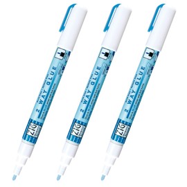 Kuretake Zig 2 Way Glue Pen, 2mm Fine Tip, 3 pcs Set, Adhesive for Professional,Artists, Crafting, Scrapbooking, Gift Card, Made in Japan