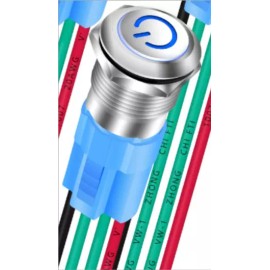 Mini Marine 12V 16mm 5/8"  5A Mini Waterproof Locking SPST Push Button Switch