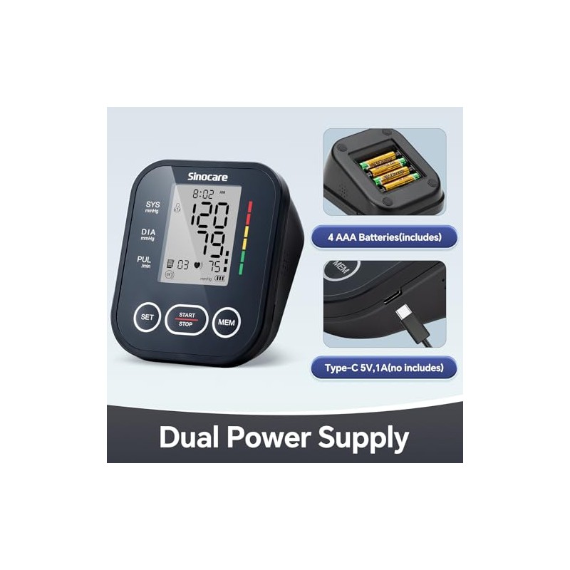 Sinocare Blood Pressure Monitor, Upper Arm BP Machine for Home,