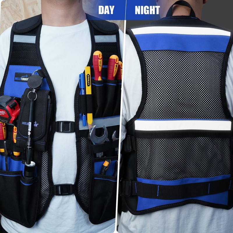 MELOTOUGH Tool Vest for Men Reflective Safety Tool Vest with