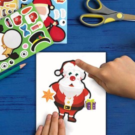 24 Sheets Christmas Stickers Christmas Party Games DIY Sticker with Santa Claus for Kids Gift, Make Your Own Activities Christmas Party Favors Window Sticker