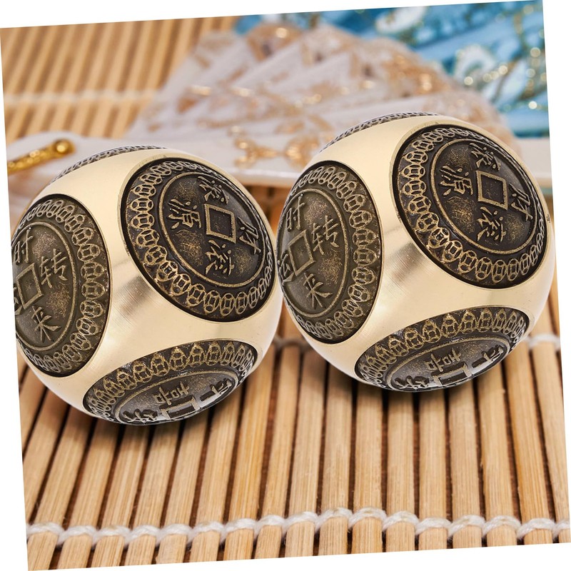 ORFOFE Solid Brass Exercise Ball 2pcs Handballs for Sports Massage