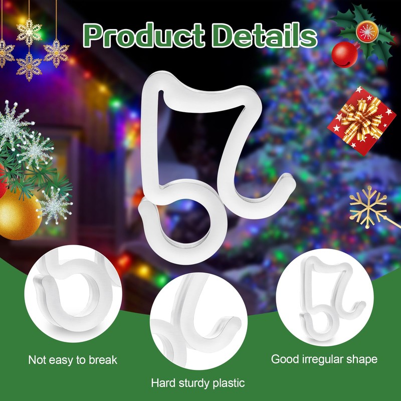 Christmas Light Clips Hooks, 50 PCS Gutter Hooks for Outdoor