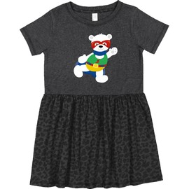 inktastic Superhero Bear, Polar Bear, Mask, Cape Toddler Dress 4T Vintage Smoke with Leopard Print 44678